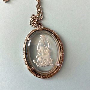 AVON Vintage "Moonwind" Silvertone 25" Chain with 2" Oval Pendant From 1971